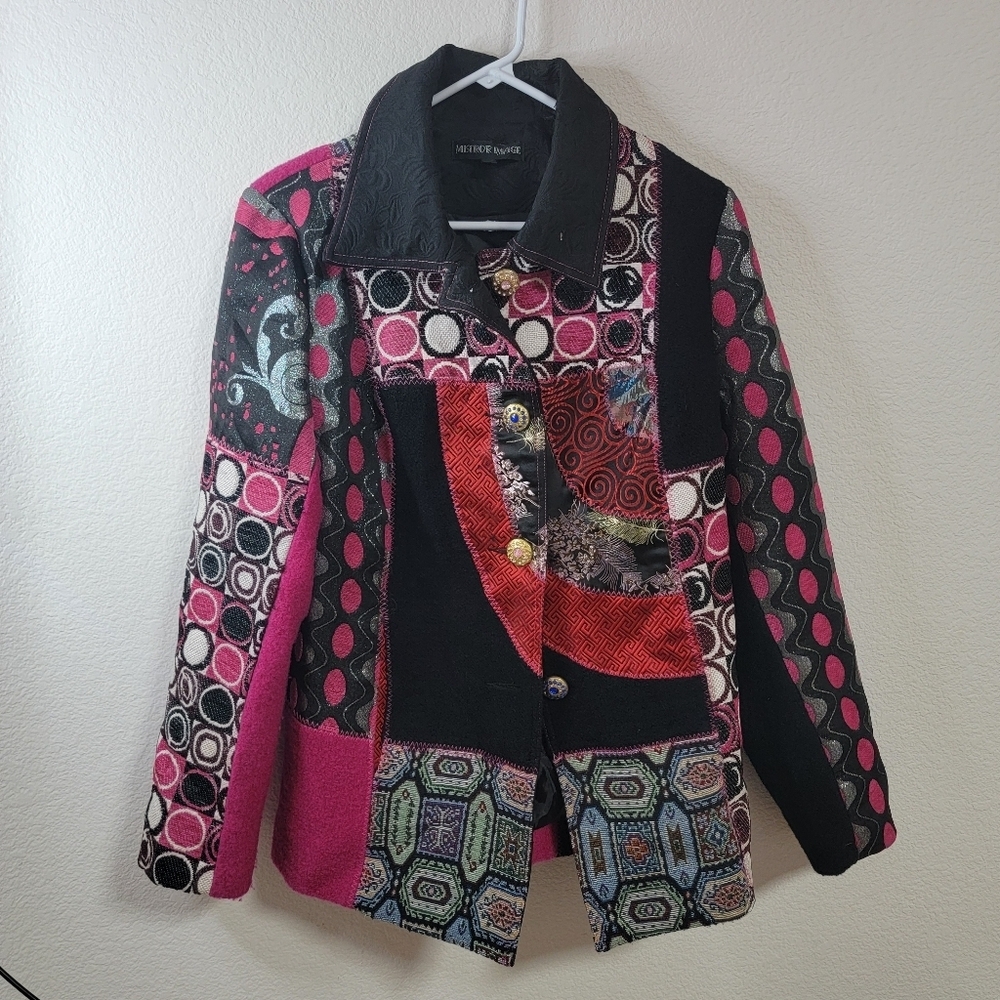 🤍 Mistror Image Inspired Patchwork Pink & Black Women's Jacket